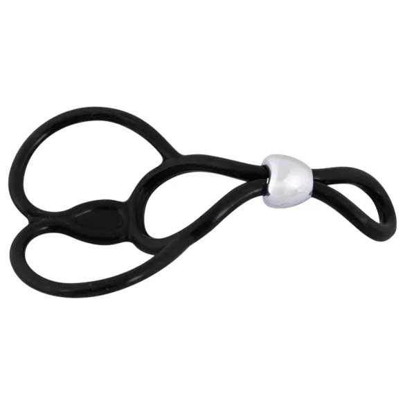You2Toys - nastaviteľný trojitý krúžok na penis a semenníky - čierny