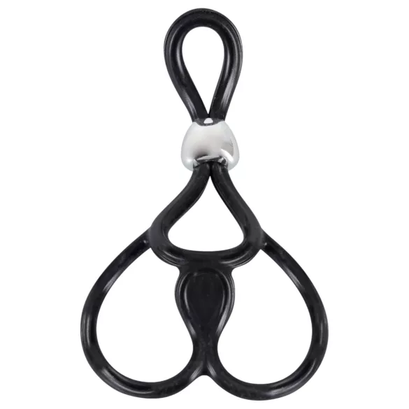 You2Toys - nastaviteľný trojitý krúžok na penis a semenníky - čierny