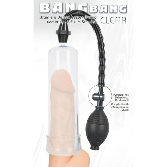 Bang Bang - vákuová pumpa na penis - priehľadná