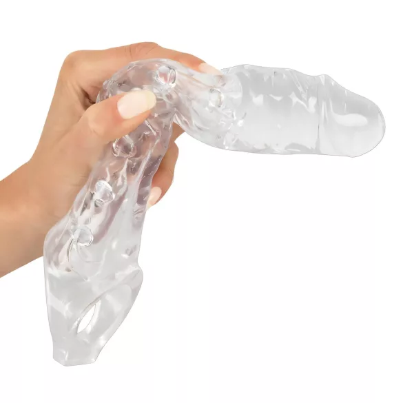 Crystal Skin - návlek na penis s guličkami - priehľadný