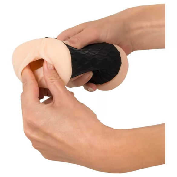 Nature Skin - masturbátor vagína a anál - realistický materiál - telová/čierna