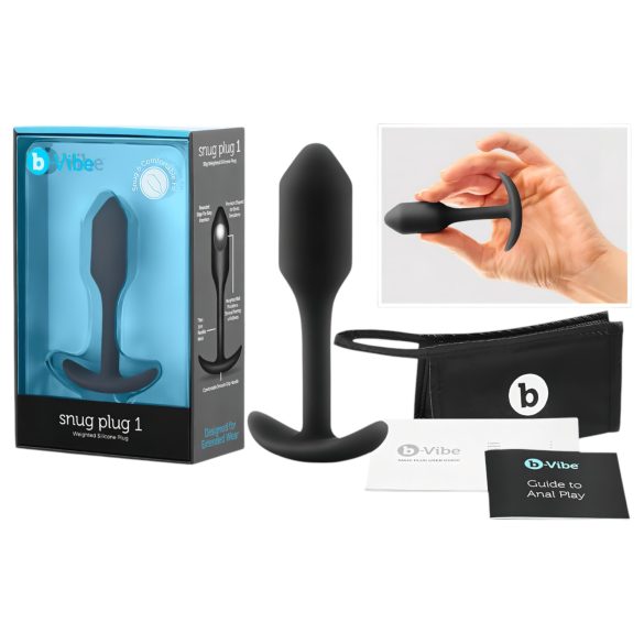 b-vibe Snug Plug 1 - análny kolík s vnútornou záťažou (55g) - čierny
