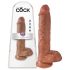 King Cock - realistický dildo s semenníkmi - 25 cm - hnedý
