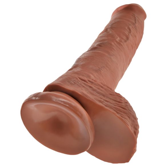 King Cock - realistický dildo s semenníkmi - 25 cm - hnedý