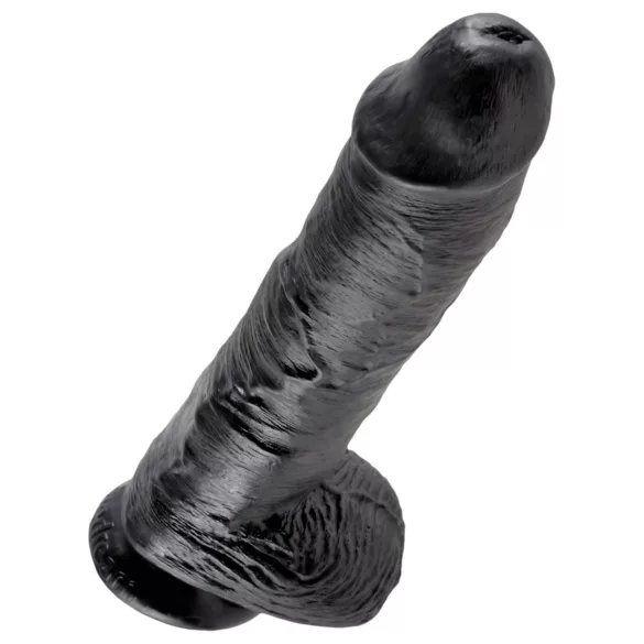 King Cock - realistický dildó s semenníkmi - 25 cm - čierny