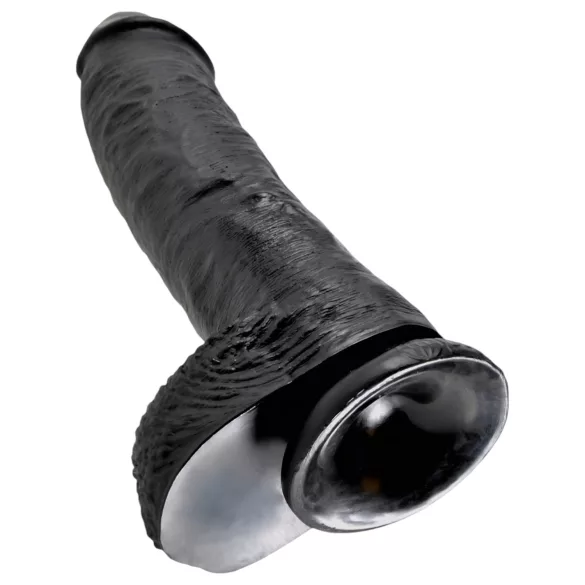 King Cock - realistický dildó s semenníkmi - 25 cm - čierny