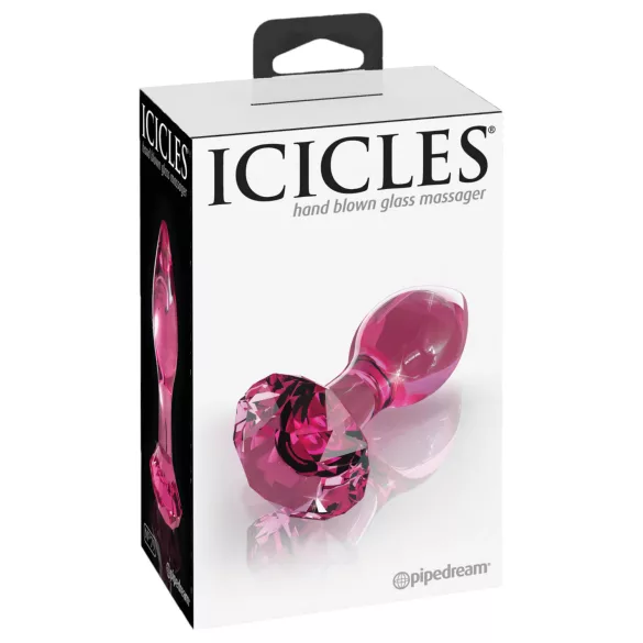 Icicles No. 79 - análny sklenený kolík - ružový - kúželový tvar
