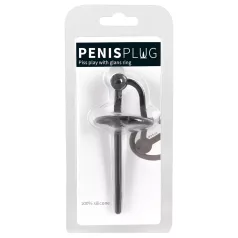   Penisplug - dilatátor na penis s dutinou - silikónový krúžok na žaluď - čierny