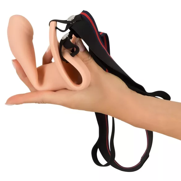 You2Toys - pripínací dutý dildo - stredný - telová farba