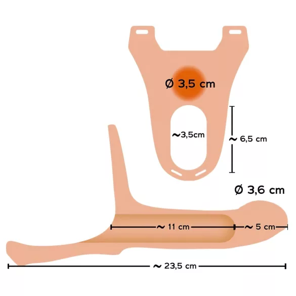 You2Toys - pripínací dutý dildo - stredný - telová farba