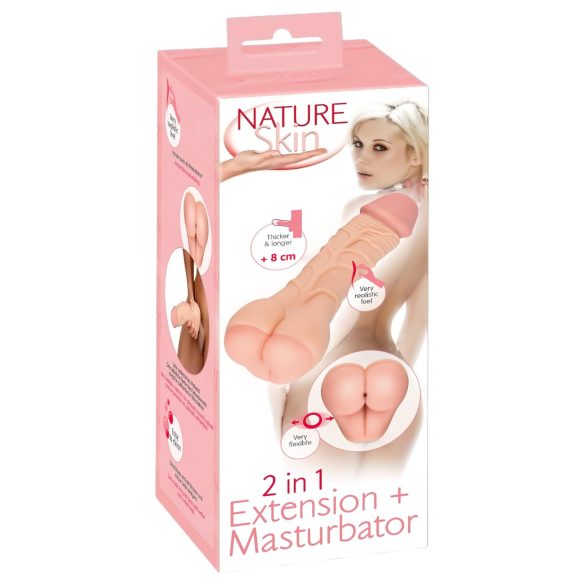 Nature Skin - umelý zadoček a návlek na penis - realistický - telová farba