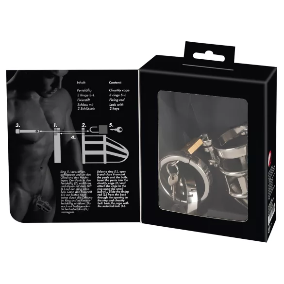 You2Toys - klietka na penis - kovová s visiacim zámkom