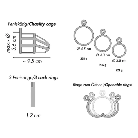 You2Toys - klietka na penis - kovová s visiacim zámkom