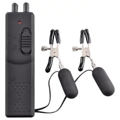 Fetish - vibračné svorky na bradavky - čierne