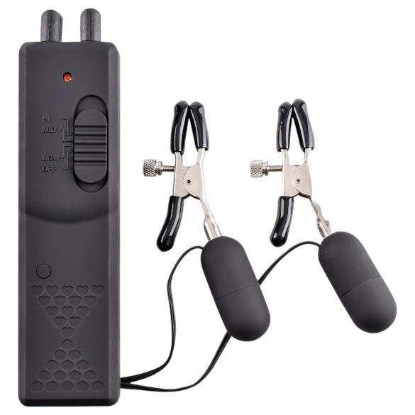 Fetish - vibračné svorky na bradavky - čierne