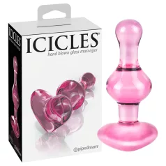 Icicles No. 75 - análny kolík srdce - sklo - ružový