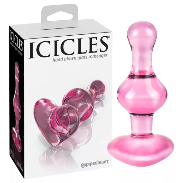 Icicles No. 75 - análny kolík srdce - sklo - ružový