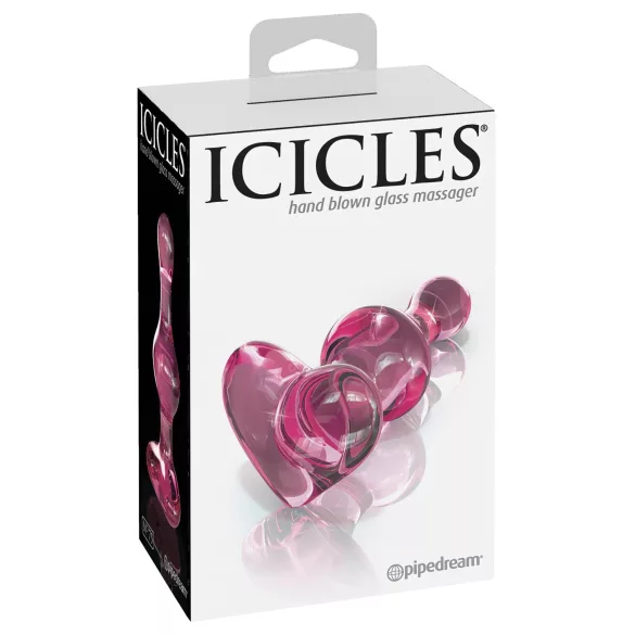Icicles No. 75 - análny kolík srdce - sklo - ružový