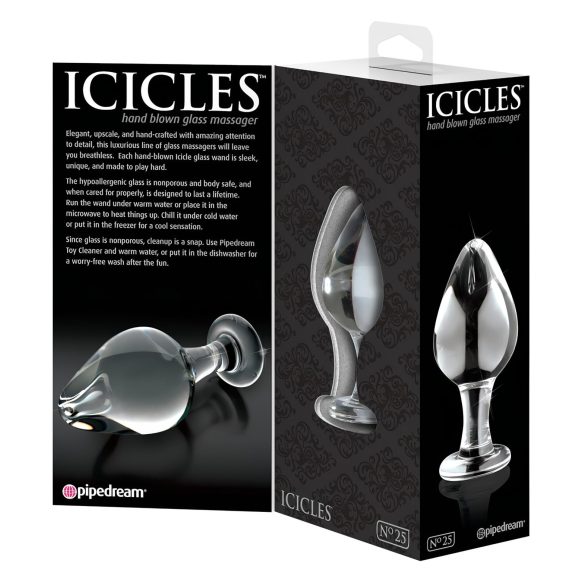 Icicles No. 25 - análny kolík - sklo - kužeľový - priehľadný
