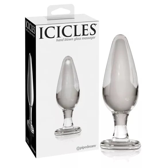 Icicles No. 26 - análny kolík - sklo - číry - kónický tvar