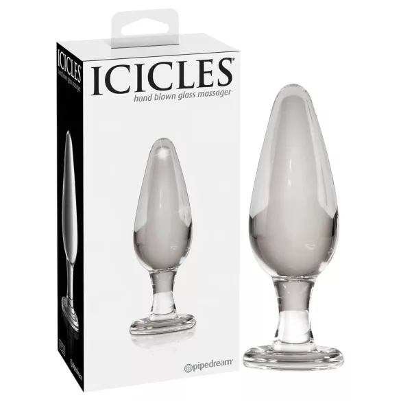 Icicles No. 26 - kužeľovitý, sklenený análny kolík (priehľadný)