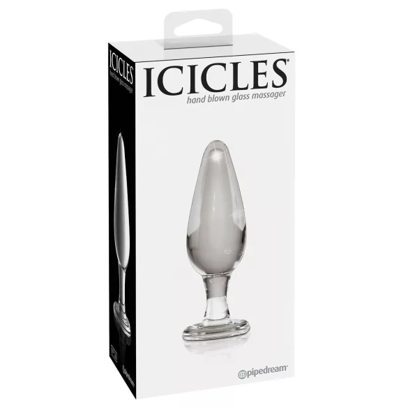 Icicles No. 26 - análny kolík - sklo - číry - kónický tvar