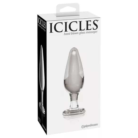 Icicles No. 26 - kužeľovitý, sklenený análny kolík (priehľadný)