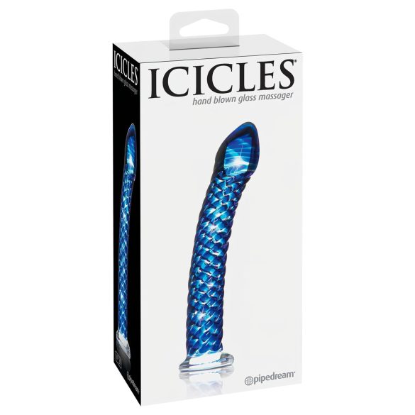 Icicles No. 29 - sklenené dildo penis špirála - modré