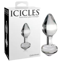   Icicles No. 44 - análny kolík - kúzový tvar - sklo/priehľadný