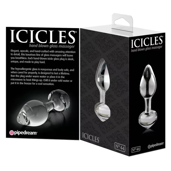 Icicles No. 44 - análny kolík - kúzový tvar - sklo/priehľadný