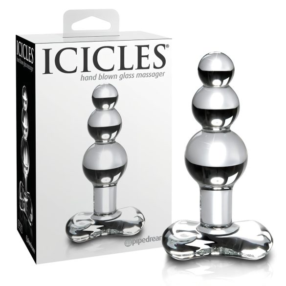 Icicles No. 47 - trojitý perlový, sklenený anál plug (priehľadný)