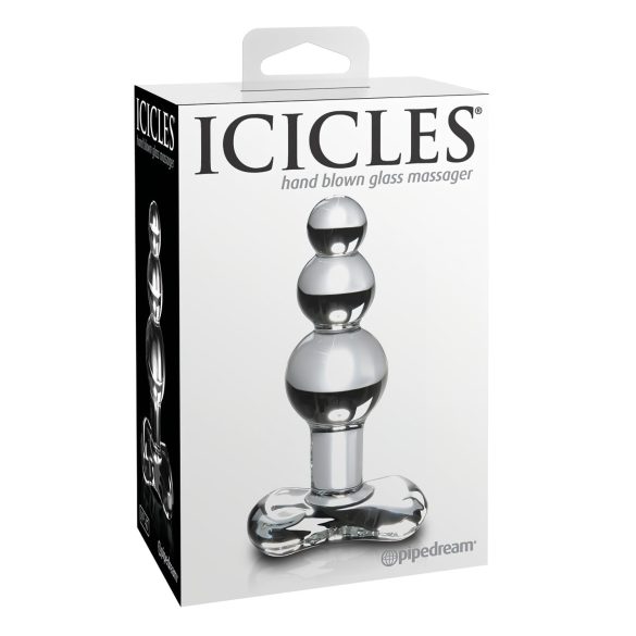 Icicles No. 47 - trojitý perlový, sklenený anál plug (priehľadný)