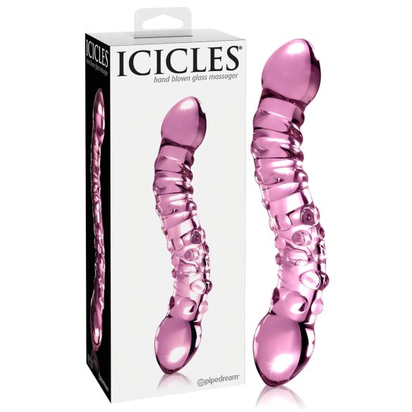 Icicles No. 55 - obojstranné sklenené dildo na G-bod - ružové