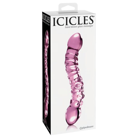 Icicles No. 55 - obojstranné sklenené dildo na G-bod - ružové