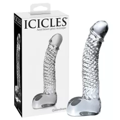   Icicles No. 61 - sklenené dildo s penisom a semenníkmi - priehľadné