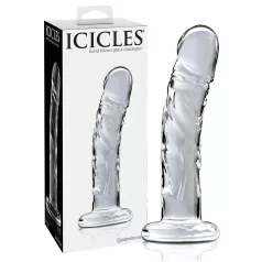 Icicles No. 62 - sklenené dildo s penisom - číre