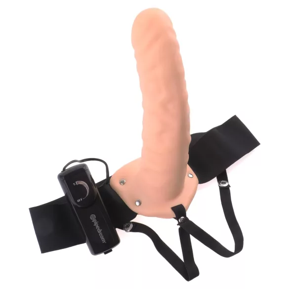 Pipedream - Fetish Strap-On 8 - pripínací, dutý vibrátor (prírodný)