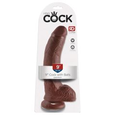   King Cock 9 - realistický dildo s prísavkou a semenníkmi - 23 cm - hnedé