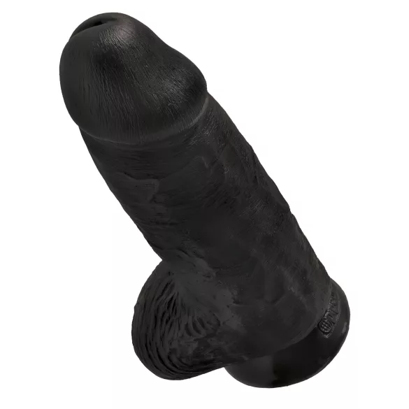 King Cock - realistický dvojitý dildó s prísavkou a semenníkmi - čierny 23 cm