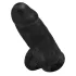 King Cock - realistický dvojitý dildó s prísavkou a semenníkmi - čierny 23 cm