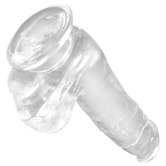 King Cock Clear - realistický dildo s prísavkou a semenníkmi 15 cm