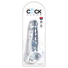   King Cock Clear - realistický dildó s prísavkou a semenníkmi - 20 cm