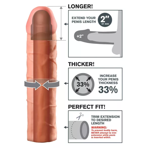 Pipedream - X-TENSION Perfect 2 - realistický návlek na penis (20,3 cm, telovej farby)