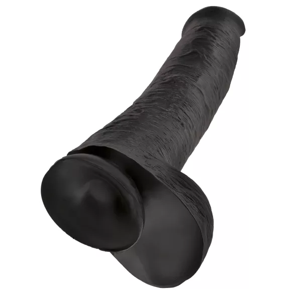 King Cock 15 - realistický dildo s prísavkou a semenníkmi - čierne 38 cm