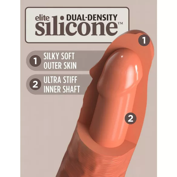 King Cock Elite 8 - realistický vibrátor 20 cm - tmavá farba