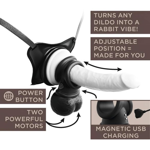 King Cock Crown Jewels - vibračný krúžok na penis (čierny)