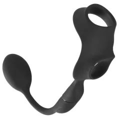   Rebel - krúžok na penis a semenníky s análnym vibrátorom (čierny)