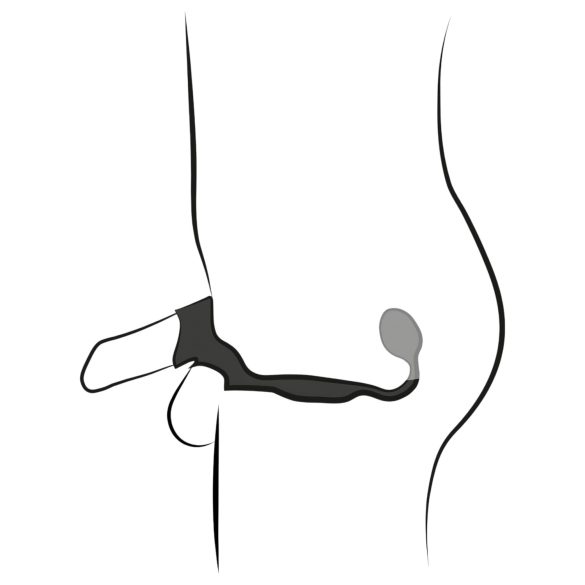 Rebel - erekčný a semenný krúžok s análnym vibrátorom (čierny)