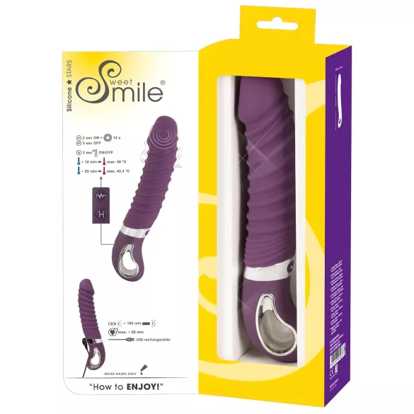 SMILE - vibrátor s ohrevom na batérie - fialový