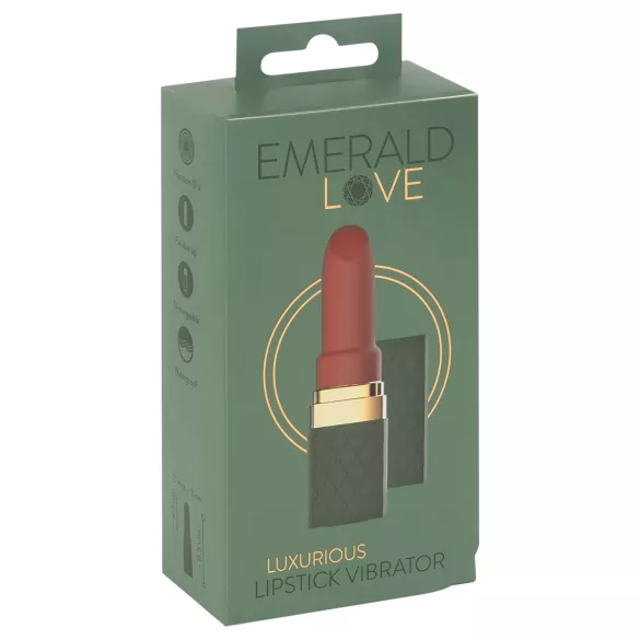 Emerald Love - akumulátorový, vodotesný vibrátor v tvare rúžu (červený)